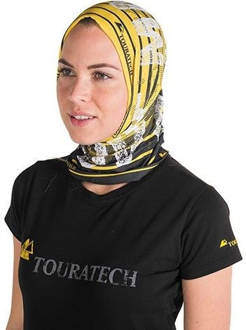 TOURATECH Multi functional head cloth "Stripes", black/yellow | 01-200-0217-0
