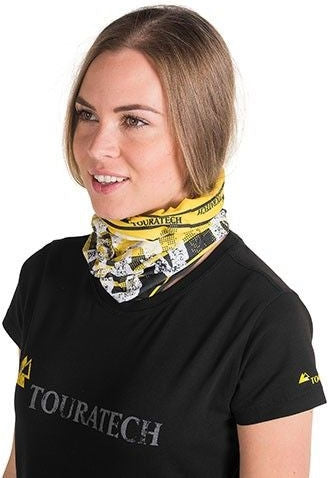 TOURATECH Multi functional head cloth "Stripes", black/yellow | 01-200-0217-0