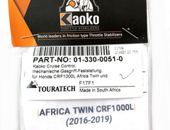 TOURATECH Kaoko Cruise Control, mechanical cruise control, for HONDA CRF1000L Africa Twin / Adventure Sports | 01-330-0051-0