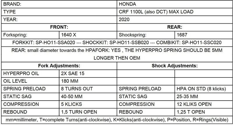 TOURATECH Progressive fork springs for Honda CRF1100L Africa Twin from 2020 +20mm / HEAVY LOAD | 01-403-5837-0