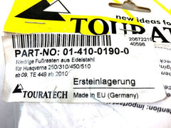 TOURATECH / ツアラテック Low footpegs made of stainless steel  for Husqvarna TE 250/310/450/510  from 09 | 01-410-0190-0