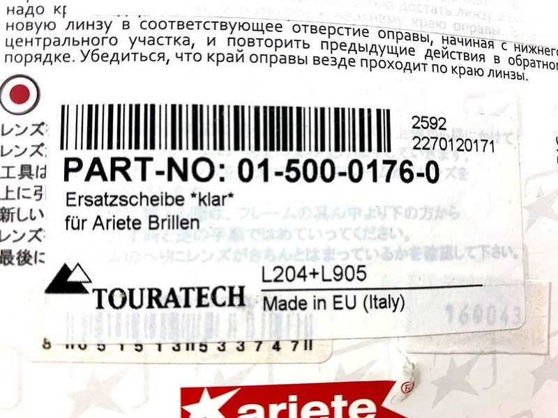 TOURATECH Replacement lens "clear" for Googles Ariete | 01-500-0176-0