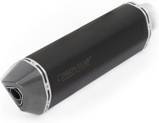 TOURATECH REMUS Black Hawk muffler slip on, stainless steel black, all street legal for Yamaha Tenere 700 | 01-632-5850-0