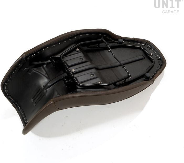 Unit Garage Long seat brown leather | COD. 1521BrownLthr+1556T