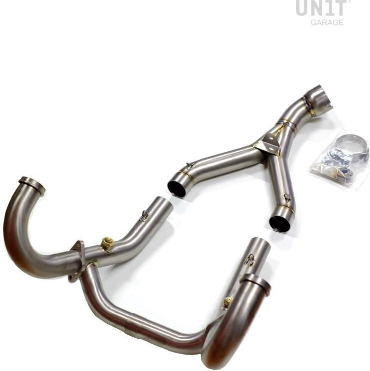 Unit Garage Headpipe without Catalytic Converter Titanium with visible welding | COD. 1617TitS