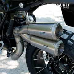 Unit Garage Double High Pipe nine T Scrambler with visible welding | COD. 2019S