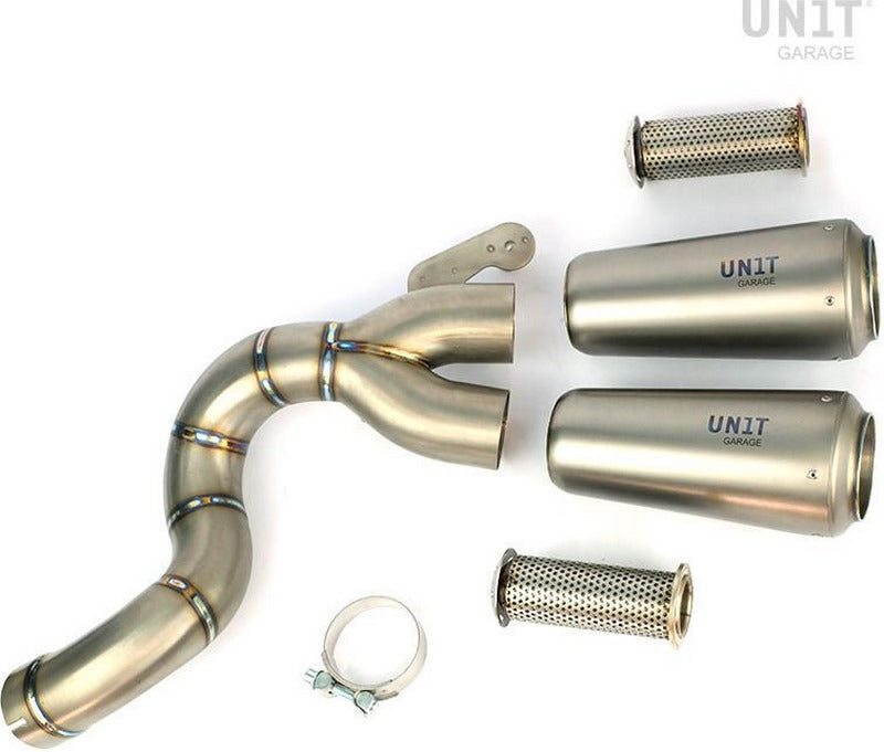 Unit Garage Double High Pipe nine T Scrambler with visible welding | COD. 2019S