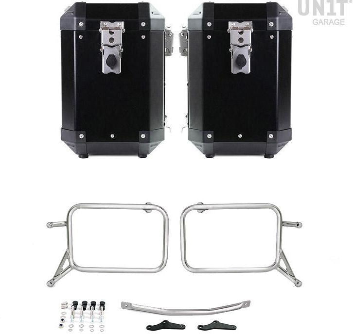 Unit Garage Pair of aluminium Panniers Atlas 47L+41L with Subframes R & GS | 2xAL2-BL-1528