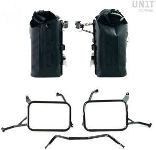 Unit Garage Two Khali side panniers in TPU 35L - 45L + Pair of aluminium plates with Inox Subframe Yamaha | 2xUG002-AL0C-3206-BL