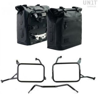 Unit Garage Two Khali side panniers in TPU 35L - 45L + Pair of aluminium plates with Inox Subframe Yamaha | 2xUG002-AL0C-3206-BL