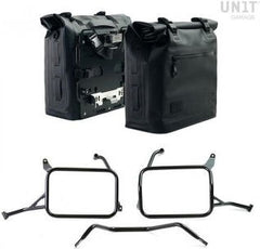 Unit Garage Two Khali side panniers in TPU 35L - 45L + Pair of aluminium plates with Inox Subframe Yamaha | 2xUG002-AL0C-3206-BL