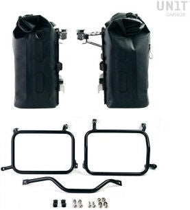 Unit Garage Two Khali side panniers in TPU 35L - 45L + Pair of aluminium plates with Inox Subframe HD Pan America | 2xUG002-AL0C-3306-BL