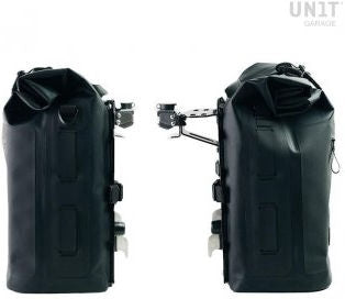 Unit Garage Two Khali side panniers in TPU 35L - 45L + Pair of aluminium plates mountable on Atlas or similar frame | 2xUG002-AL0C-atlas-or-similar-frame