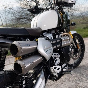 Unit Garage Triumph 1200XC & XE Headpipe without catalitic converter in inox | 3133-3134-2xU021DX