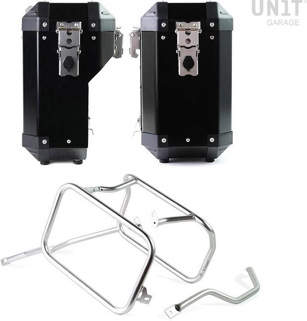 Unit Garage Pair of aluminium Panniers Atlas 40L+34L with Triumph 1200 XC & XE frame | AL1C-BL-3106