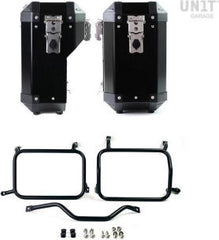 Unit Garage Pair of aluminium Panniers Atlas 40L+34L with Inox Subframe HD Pan America | AL1C-BL-3306-BL