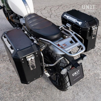 Unit Garage Pair of aluminium Panniers Atlas 47L+41L with Moto Guzzi frame | AL2C-BL-2252-BL