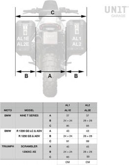 Unit Garage Pair of aluminium Panniers Atlas 47L+41L | AL2C-BL