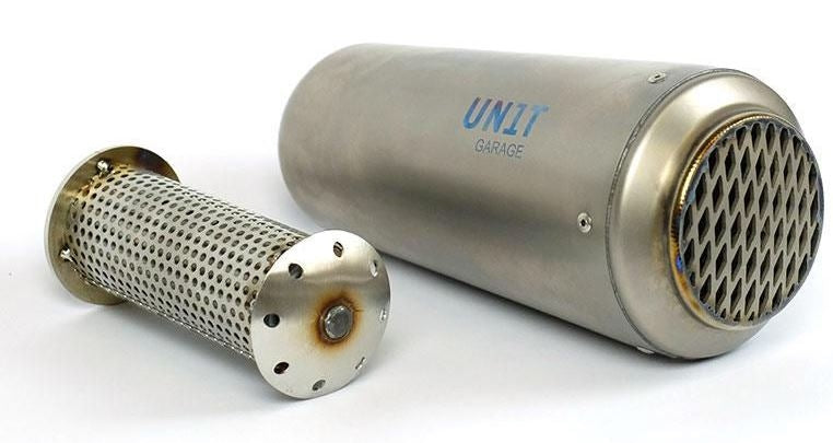 Unit Garage Left titanium DB killer with end cap grill | COD. U048SX