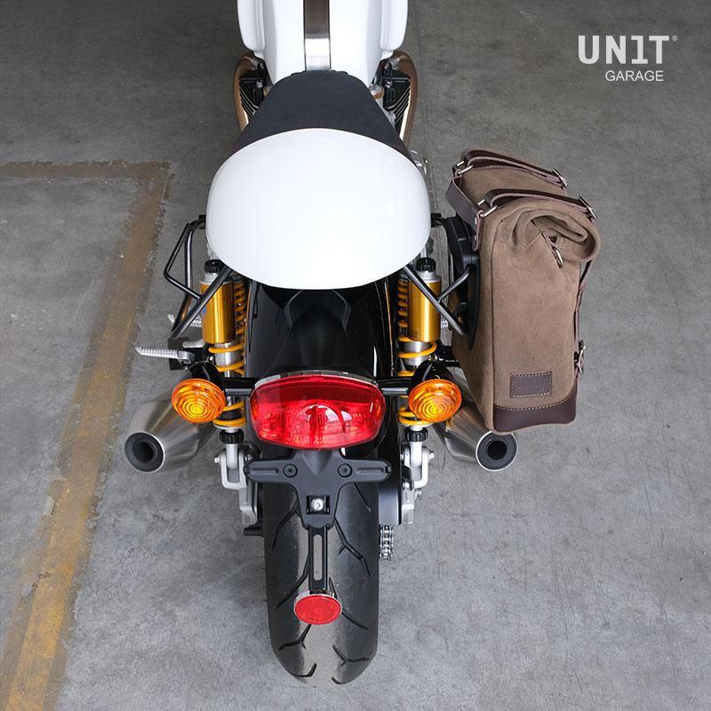 Unit Garage Waxed suede side pannier Scram 22L-30L + Right Subframe Triumph Thruxton & Thruxton R 1200 (2016 until now) | U202-1020DX