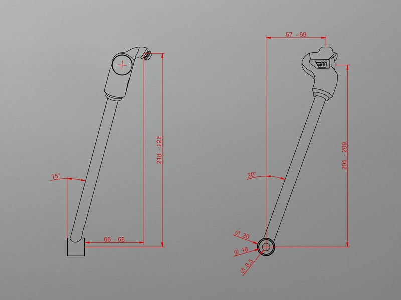 Wunderkind Triumph - Set of struts incl. indicator/taillight & mounting parts, Black shiny coated | 106537-F26