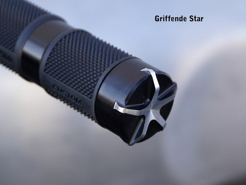 Wunderkind Grip ends for gas- & clutch grip set | design 'Star', Black shiny, re-milled | 106543-F22