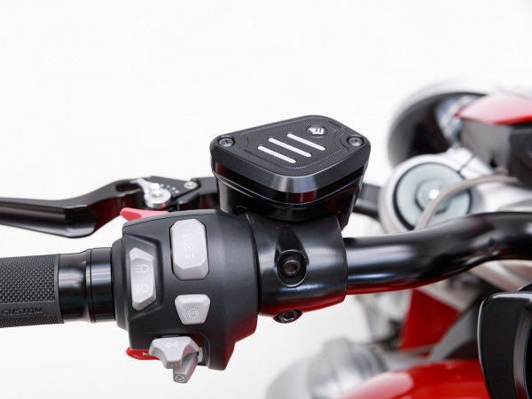 Wunderkind Front brake and clutch reservoir cover [set], Black shiny, re-milled | 107008-F22