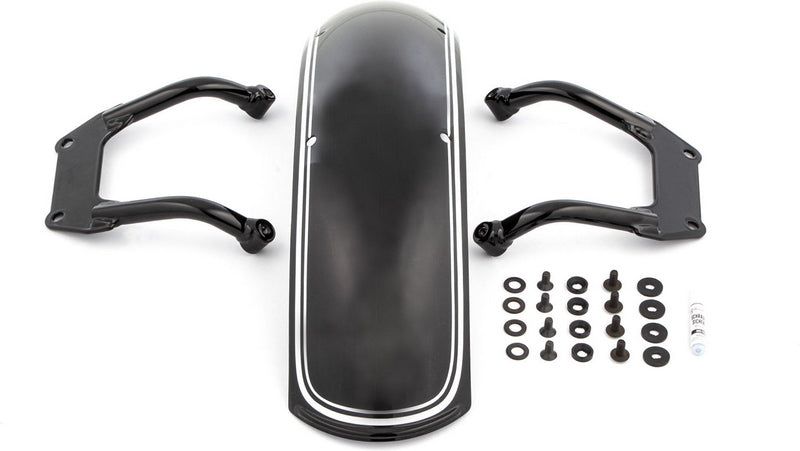 Wunderlich Front fender »RockBob« - Blackstorm Metallic - white striped | 18090-003