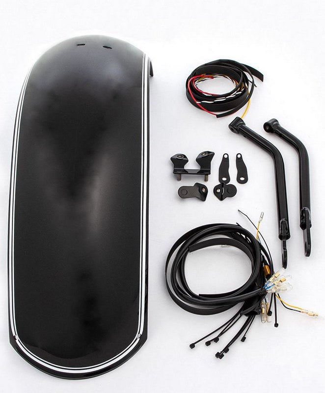Wunderlich Rear fender »RockBob« - Blackstorm Metallic - white striped | 18710-003