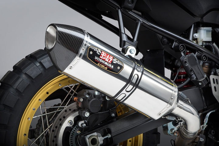 Yoshimura USA V-Strom 1000 14-19 R-77 Stainless Slip-On Exhaust, W/ Stainless Muffler | 11631E0520