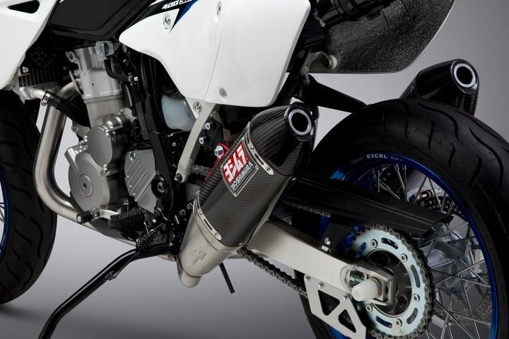Yoshimura USA DR-Z400S/Sm 00-23 RS-4 Dual Stainless Full Exhaust, W/ Carbon Fiber Mufflers | 116600D220