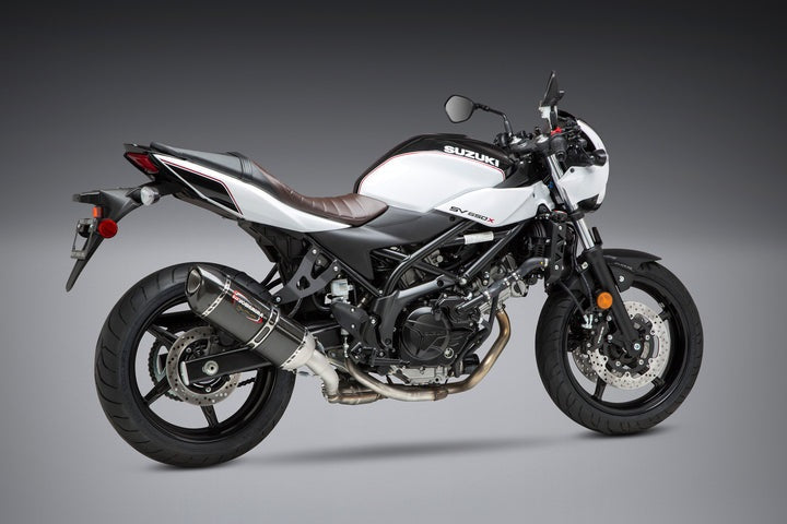 Yoshimura USA SV650 17-22/SV650X 19-22 Alpha Stainless Slip-On Exhaust, W/ Carbon Fiber Muffler | 11670BM221