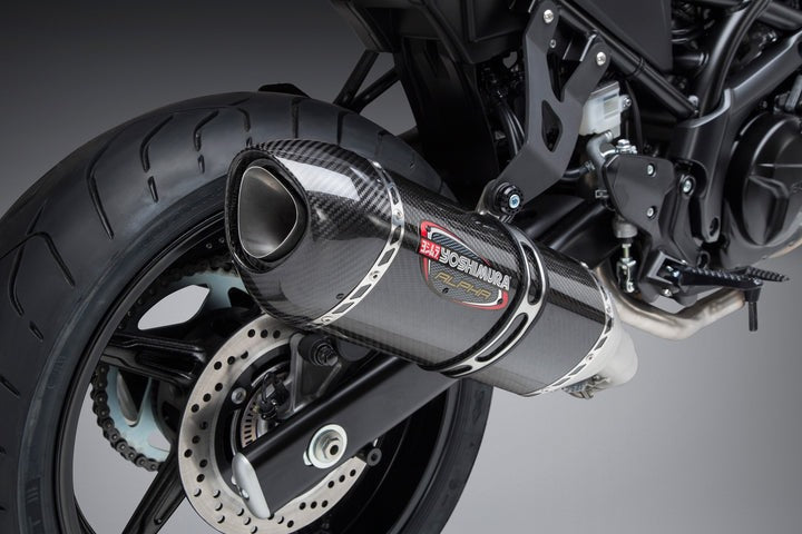 Yoshimura USA SV650 17-22/SV650X 19-22 Alpha Stainless Slip-On Exhaust, W/ Carbon Fiber Muffler | 11670BM221