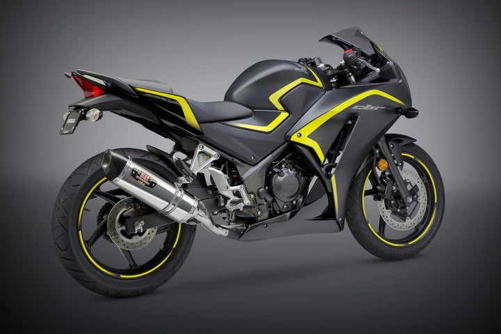 Yoshimura USA CBR300R 15-22/Cb300F 15-16 Race R-77 Stainless Slip-On Exhaust, W/ Stainless Muffler | 123002J520
