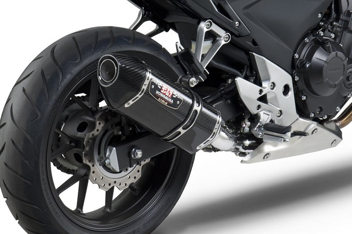 Yoshimura USA CBR500R/Cb500F 13-15 R-77 Stainless Slip-On Exhaust, W/ Carbon Fiber Muffler | 1250020220