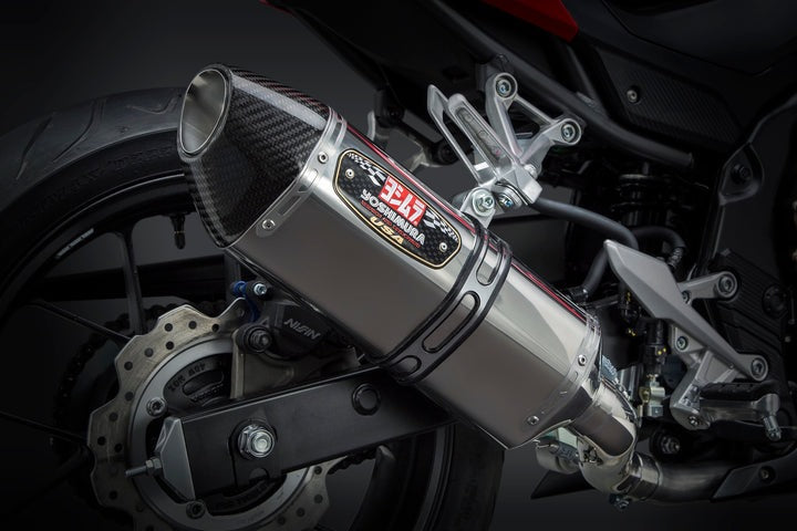 Yoshimura USA CBR500R 16-18/Cb500F 16-18 R-77 Stainless Slip-On Exhaust, W/ Stainless Muffler | 12551E0520