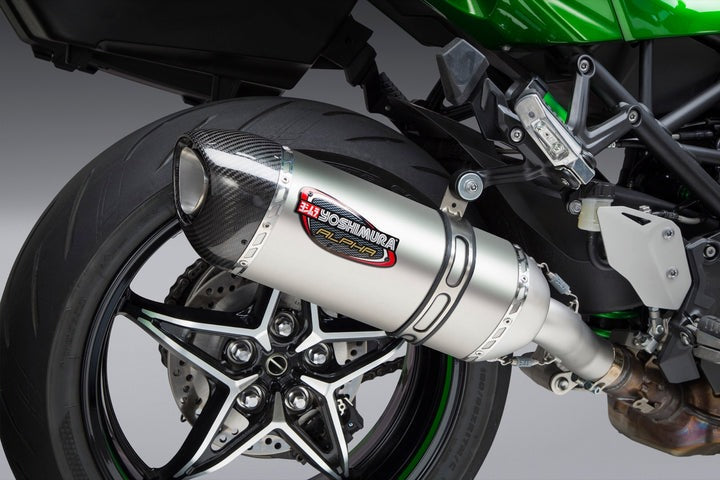 Yoshimura USA Ninja H2 Sx 18-21 Alpha Stainless Slip-On Exhaust, W/ Stainless Muffler | 14210BM520