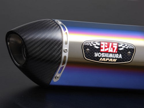 YOSHIMURA STREET SPORTS SLIP-ON R-77J CARBON END SV650 16- (STBC) - TITANIUM BLUE COVER CARBON END | 180-169-5W80B