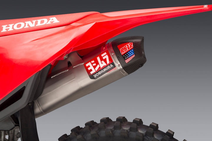 Yoshimura USA CRF250R/Rx 22-23 RS-12 Stainless Slip-On Exhaust, W/ Stainless Muffler | 228452S320