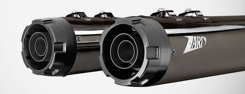Black Chromed Stainless Steel Racing Slip-Ons And Black Alu End-Caps