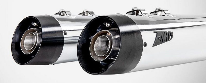 Chromed Stainless Steel E5 Homologated Slip-Ons And Black Alu End-Caps