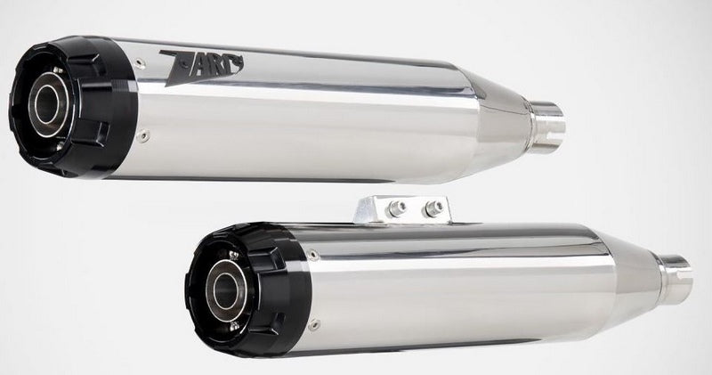 Polished Stainless.Steel Racing Slip-Ons With Black Alu End-Cap